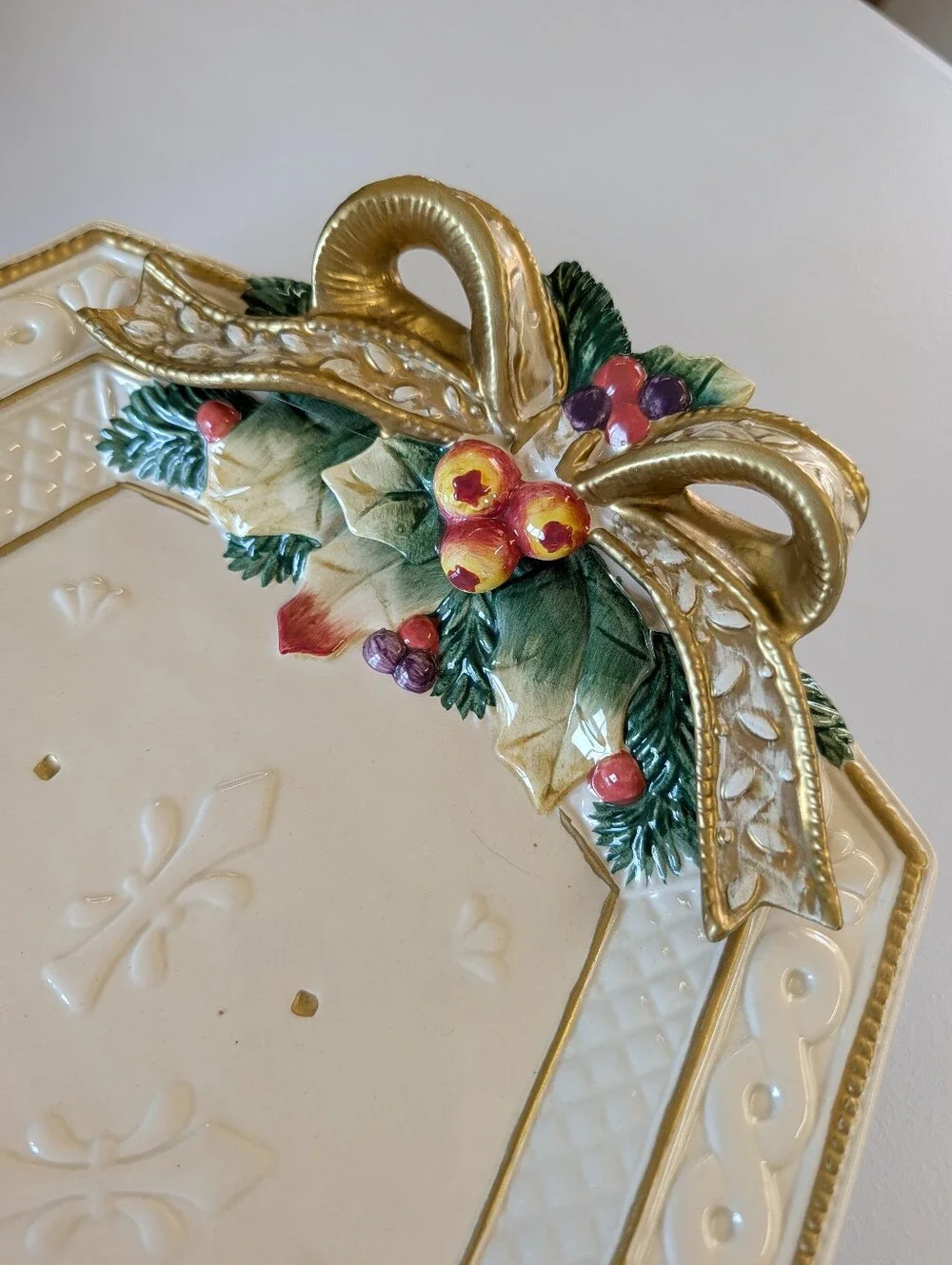 vintage FITZ AND FLOYD snowy woods platter